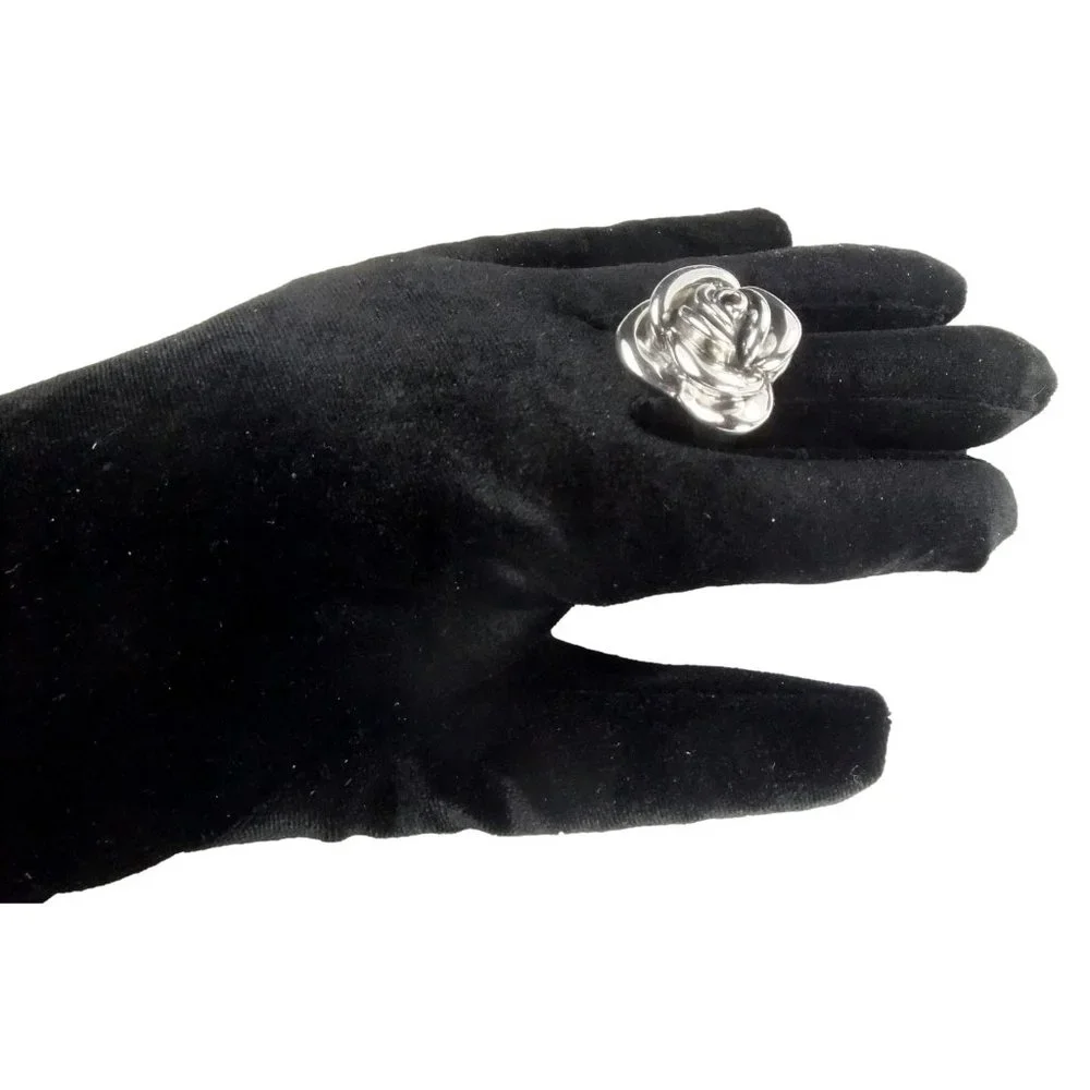 Sterling Silver Rose Ring - Size 8 1/4 - Picture 1 of 4